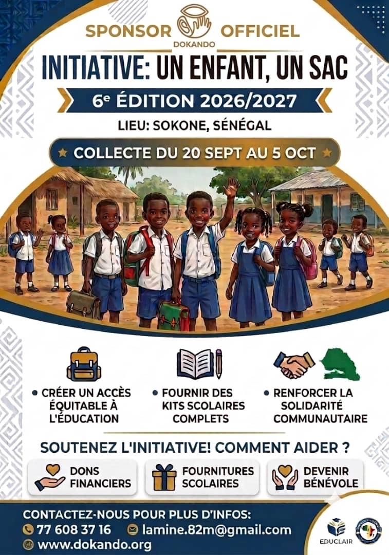 Affiche pour soutenir "Un enfant, un sac"
